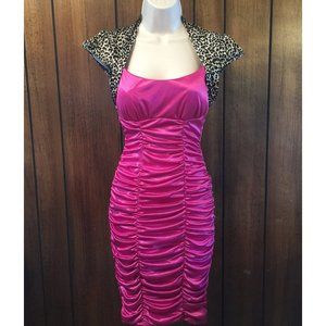 1980's Ruby Rox Animal Print Pink Dress Sz Small